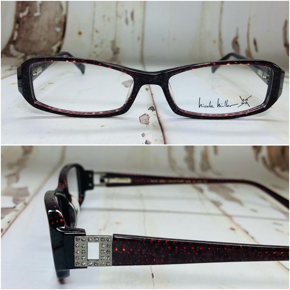 Nicole Miller Rectangular Brown Eyeglasses Frames NWOT